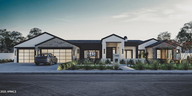 modern home featuring a garage