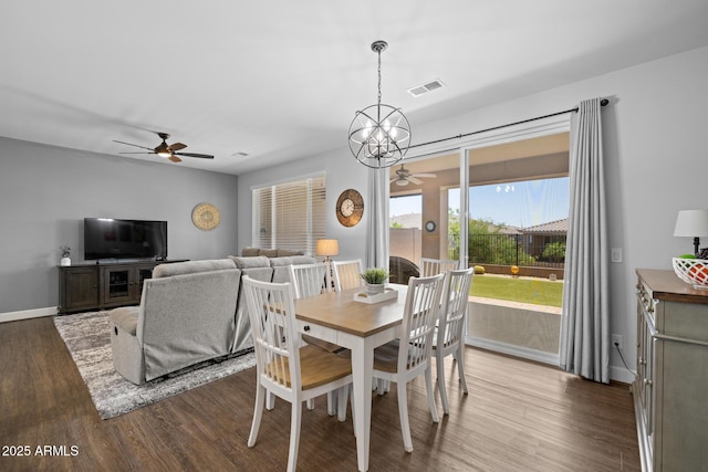 14573 W Reade Ave, Litchfield Park, AZ 85340 - dining space featuring a ceiling fan and wood finished floors