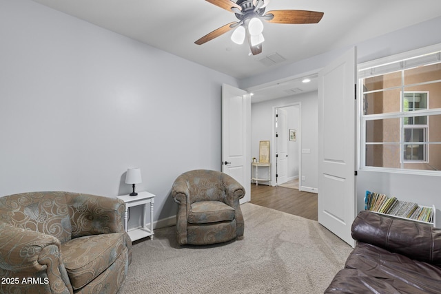 14573 W Reade Ave, Litchfield Park, AZ 85340 - carpeted living room with a ceiling fan and recessed lighting
