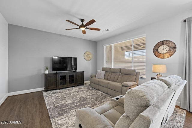 14573 W Reade Ave, Litchfield Park, AZ 85340 - living room with ceiling fan and wood finished floors