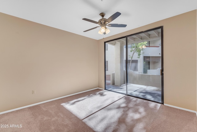 unfurnished bedroom featuring carpet, ceiling fan, and a closet