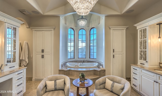 sitting room featuring a notable chandelier