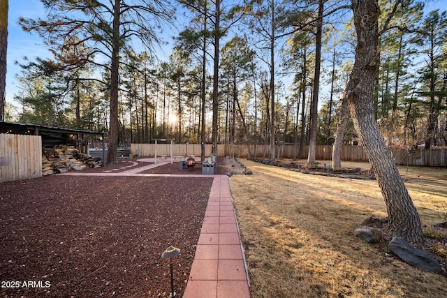 view of yard with a fenced backyard