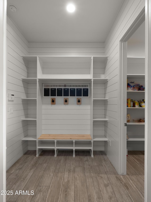 mudroom featuring light hardwood / wood-style floors