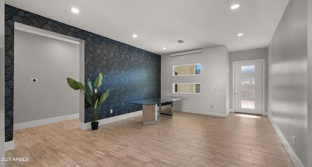 interior space with light hardwood / wood-style flooring