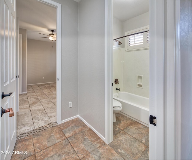 7252 E Nance St, Mesa, AZ 85207 - full bathroom with shower / bathtub combination, a ceiling fan, and stone finish floors
