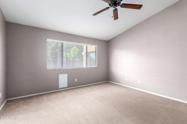3002 S Marigold Pl, Chandler, AZ 85248 - carpeted empty room with vaulted ceiling, baseboards, and a ceiling fan
