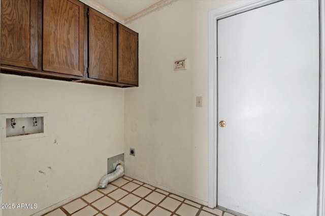 laundry room featuring washer hookup, hookup for an electric dryer, and cabinets