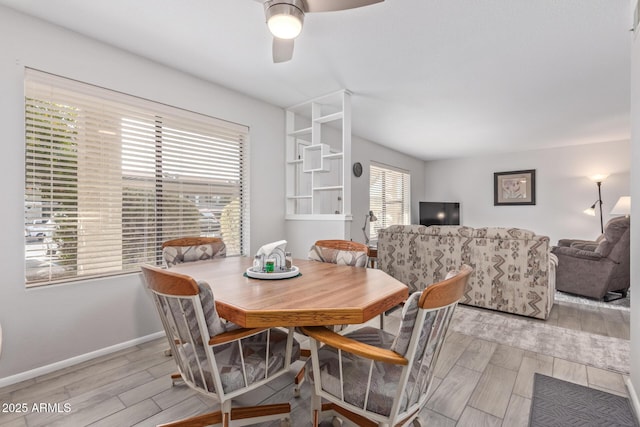 dining area featuring ceiling fan