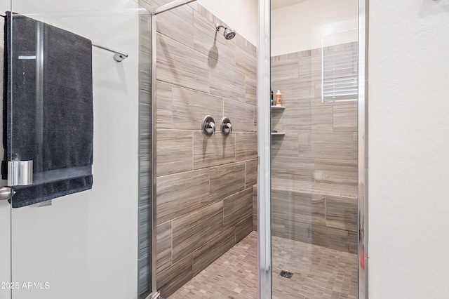 full bath with a shower stall