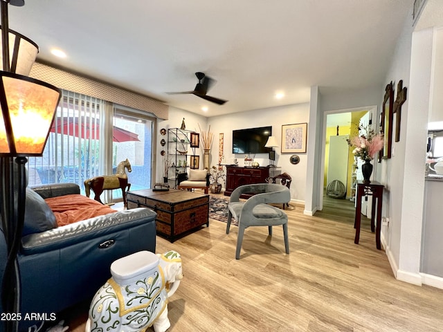 4554 E Paradise Village Pkwy N Unit 133, Phoenix, AZ 85032 - living room with ceiling fan, light wood-type flooring, and recessed lighting