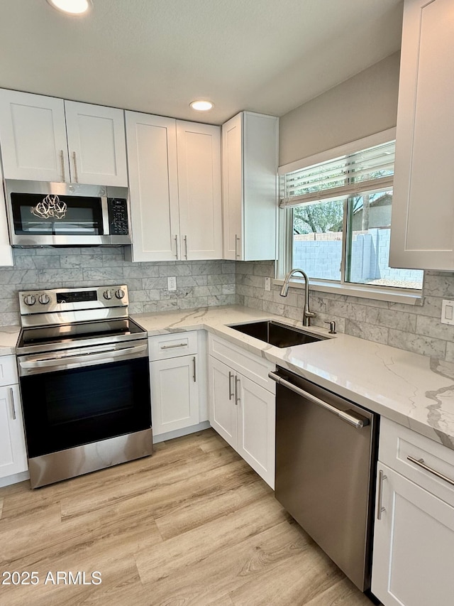 3014 W Zachary Dr, Phoenix, AZ 85027 - kitchen with stainless steel appliances, white cabinets, backsplash, and recessed lighting