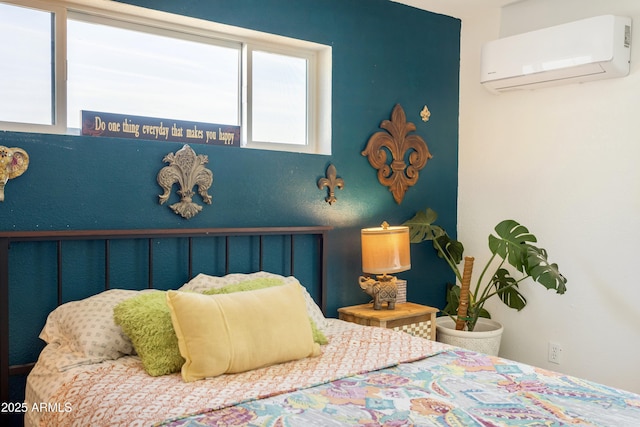 bedroom with a wall mounted air conditioner