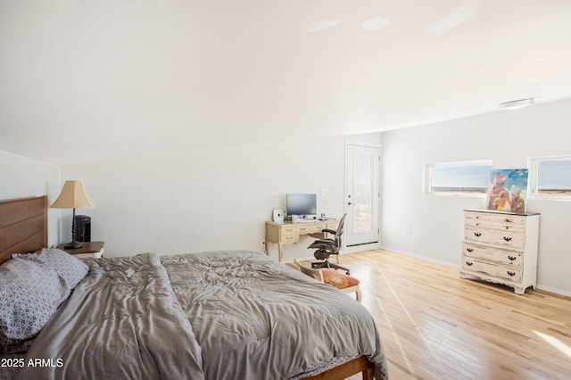 bedroom with light hardwood / wood-style flooring