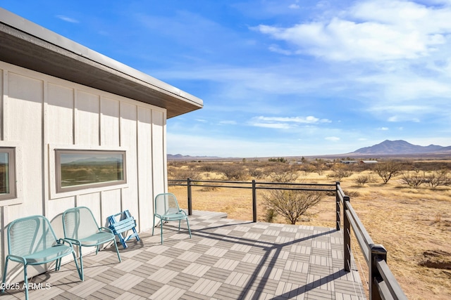 view of patio featuring a mountain view