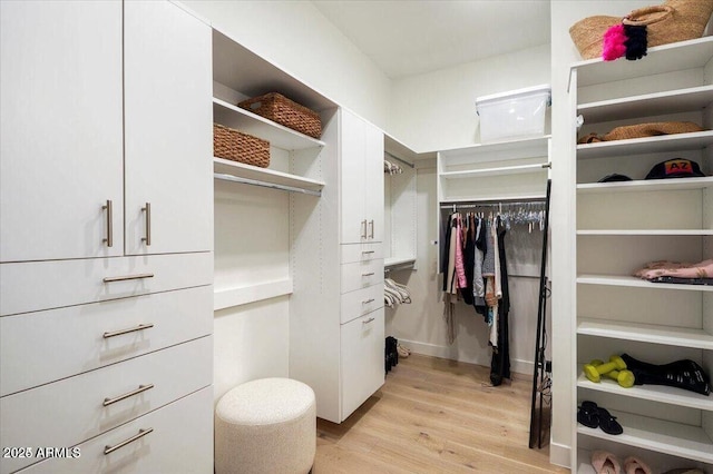 spacious closet with light wood-style flooring