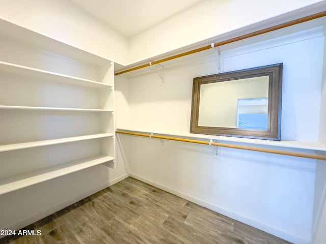 walk in closet featuring hardwood / wood-style flooring