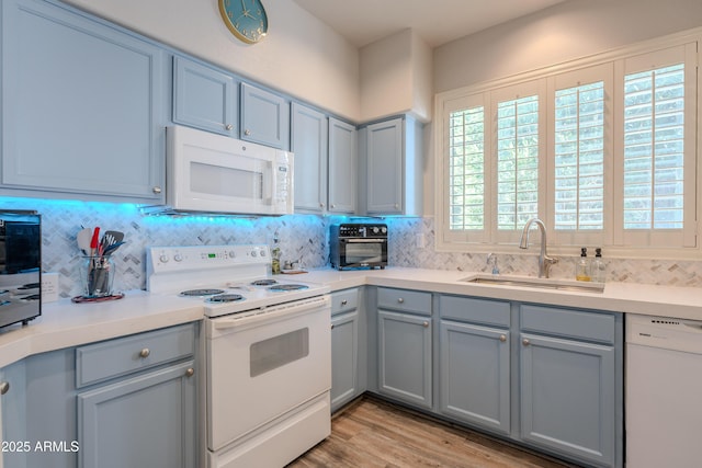 8180 E Shea Blvd Unit 1043, Scottsdale, AZ 85260 - kitchen featuring white appliances, gray cabinets, and backsplash