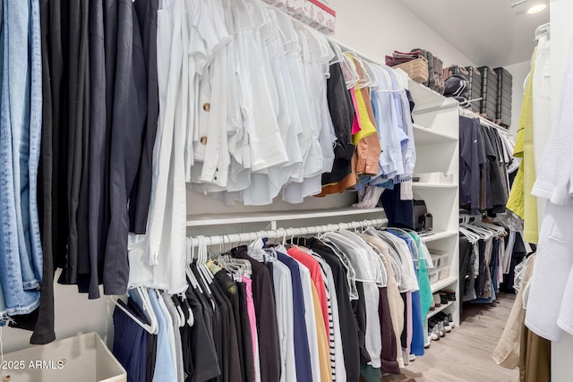 spacious closet with wood finished floors