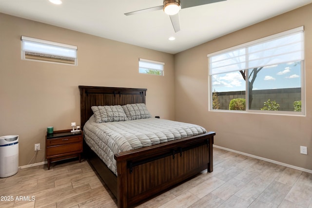 26242 N 122nd Ln, Peoria, AZ 85383 - bedroom with recessed lighting, light wood-style floors, baseboards, and a ceiling fan