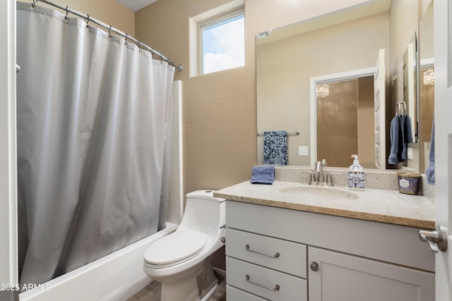 26242 N 122nd Ln, Peoria, AZ 85383 - bathroom with toilet, vanity, shower / bath combo with shower curtain, and visible vents