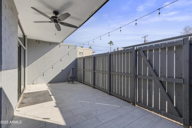 view of patio with ceiling fan