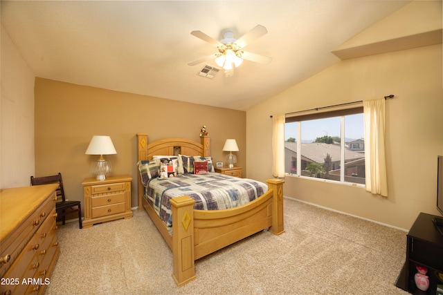 12933 W Monterey Way, Avondale, AZ 85392 - bedroom with lofted ceiling, light colored carpet, and a ceiling fan