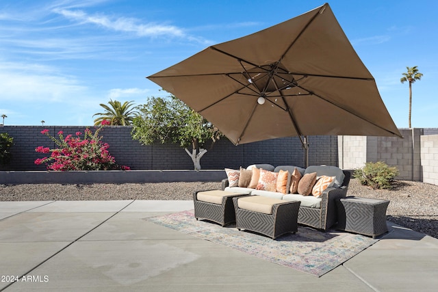 view of patio with an outdoor hangout area