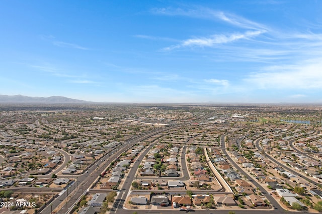 bird's eye view with a mountain view