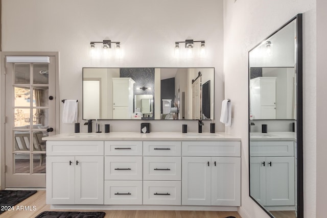 bathroom featuring vanity and wood-type flooring