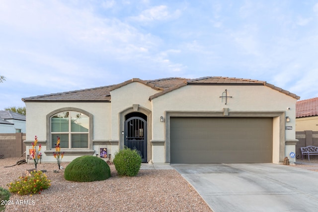 view of front of house with a garage