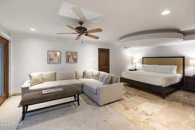 bedroom featuring ceiling fan