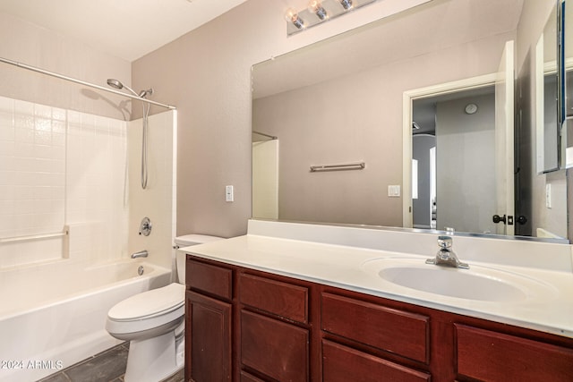 full bathroom featuring vanity, toilet, and tub / shower combination