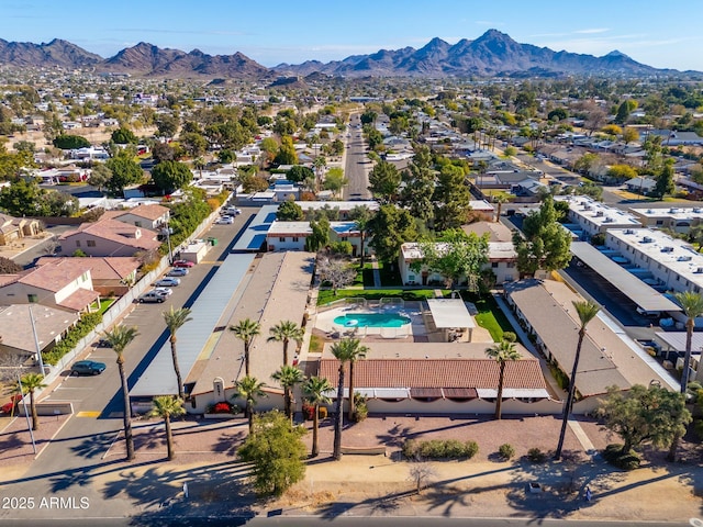 aerial view with a mountain view