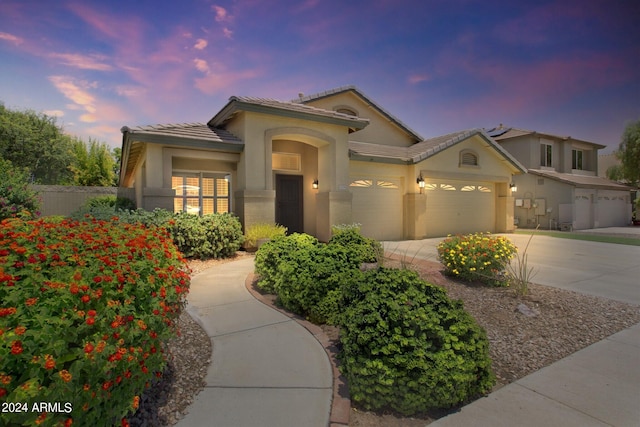 view of front of house with a garage