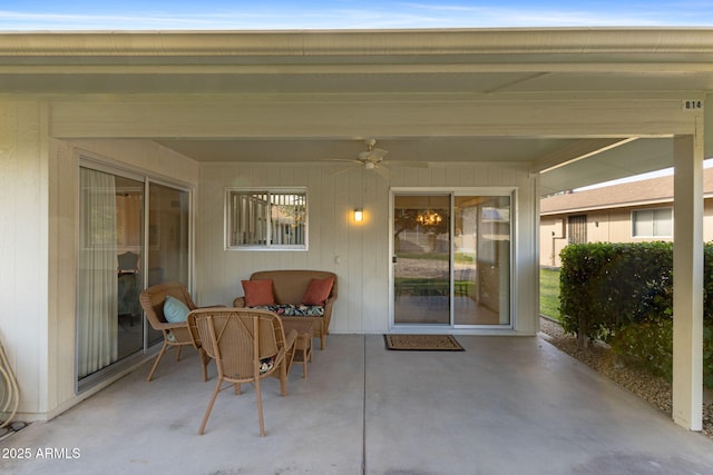 view of patio / terrace with ceiling fan