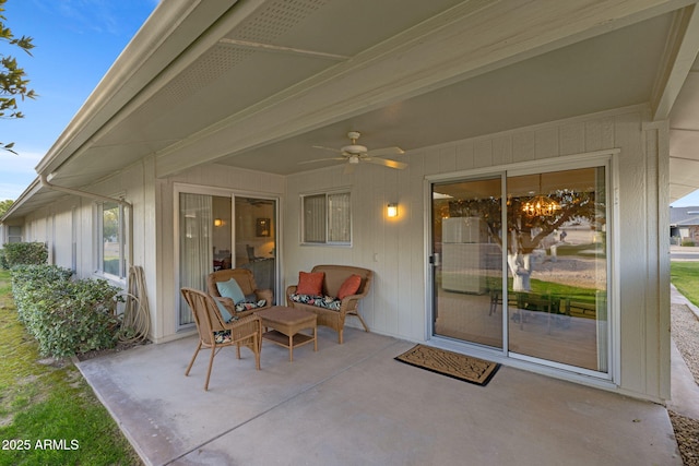 view of patio / terrace with ceiling fan