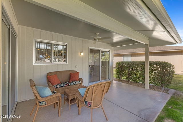 view of patio with ceiling fan