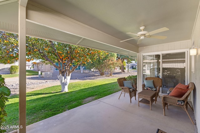 view of patio with ceiling fan