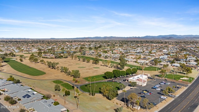 drone / aerial view featuring a mountain view