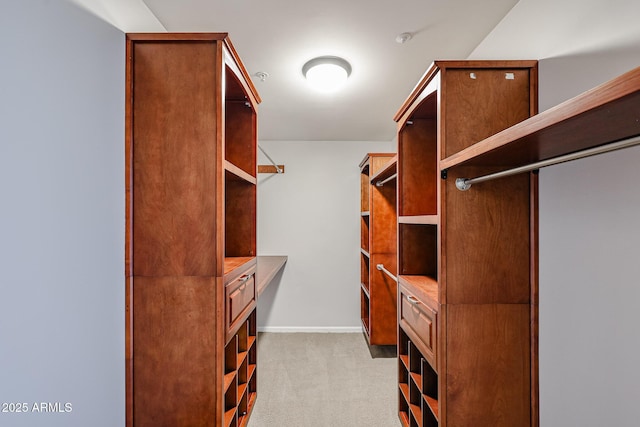 spacious closet with light carpet