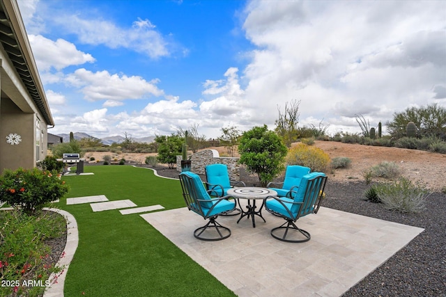 8597 E Arroyo Seco Rd, Scottsdale, AZ 85266 - view of yard with an outdoor fire pit and a patio