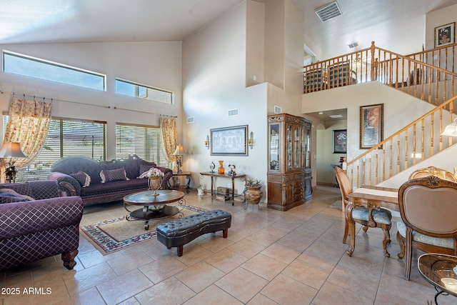 view of tiled living room