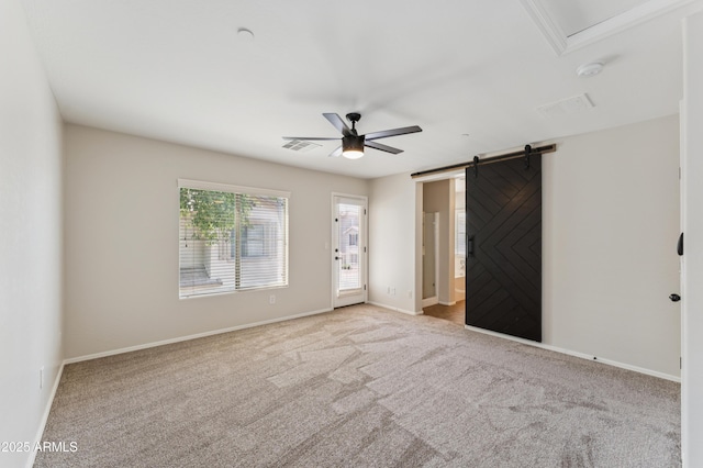 1717 E Joseph Way, Gilbert, AZ 85295 - carpeted spare room with ceiling fan, a smoke detector, and a barn door