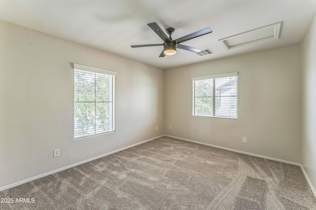 1717 E Joseph Way, Gilbert, AZ 85295 - carpeted spare room with attic access, plenty of natural light, and a ceiling fan