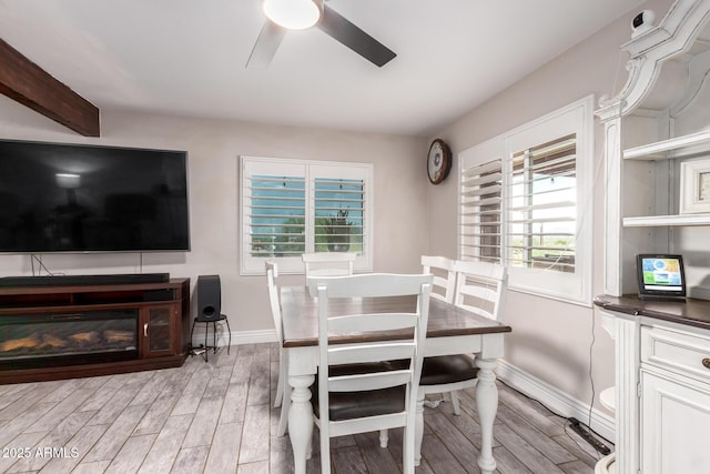 5484 E 36th Ave, Apache Junction, AZ 85119 - dining space with a ceiling fan, light wood-style floors, and beam ceiling