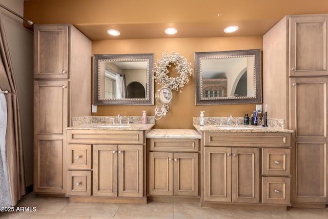 5484 E 36th Ave, Apache Junction, AZ 85119 - full bathroom with double vanity, tile patterned floors, and recessed lighting