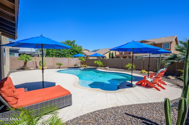 3247 E Creosote Ln, Gilbert, AZ 85298 - view of swimming pool with a patio area and a fenced backyard