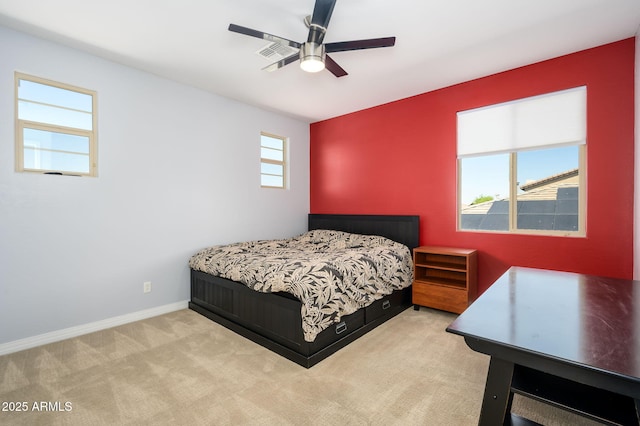 3247 E Creosote Ln, Gilbert, AZ 85298 - bedroom with carpet flooring, baseboards, and a ceiling fan