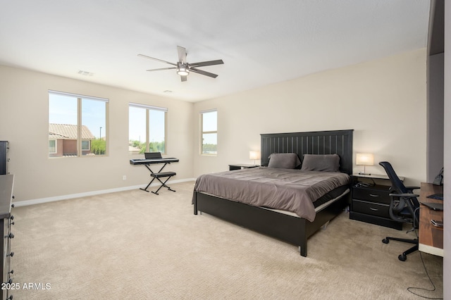3247 E Creosote Ln, Gilbert, AZ 85298 - bedroom with carpet, baseboards, an office area, and a ceiling fan